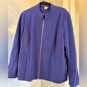 Chicos size 3 blue blazer with silver‎ zipper